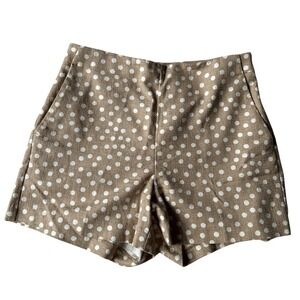 Ann Taylor Classic White & Tan Polka Dot High Waisted Shorts Size 4 Pockets